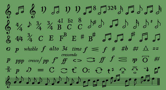 Musical notes and symbols on staff.