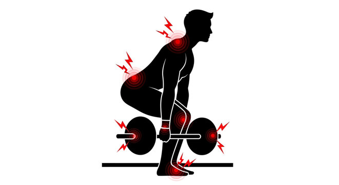 Man doing deadlift exercise with back pain.