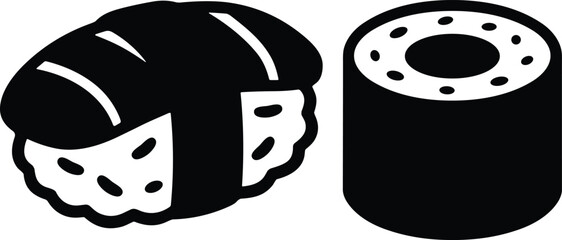 Black and white sushi pieces on white background food japanese cuisine maki roll © MD FARID