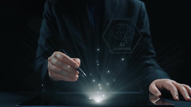 AI learning system involves deep learning, supervised machine learning, and natural language processing. AI learning diagram shows how AI advances learn in automation and data processing. Elide