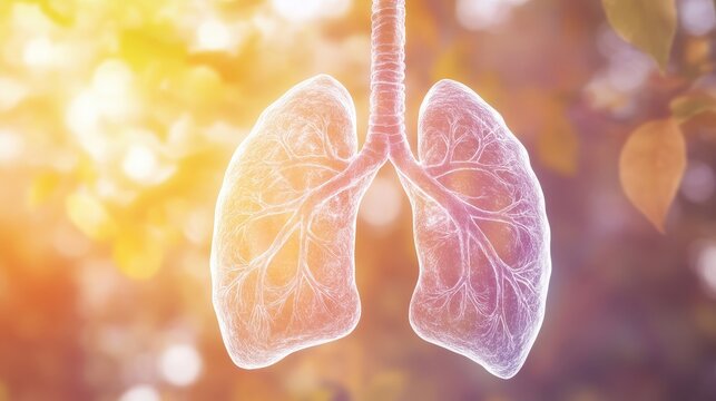 Anatomical Human Lungs With Detailed Bronchial Tree, Illustrating Respiratory System Health and Disease Concepts.