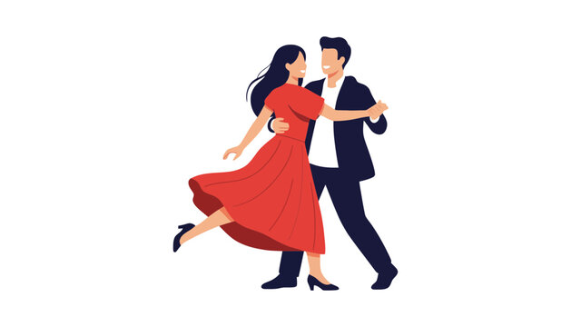 A couple dancing together in a romantic tango illustration vector