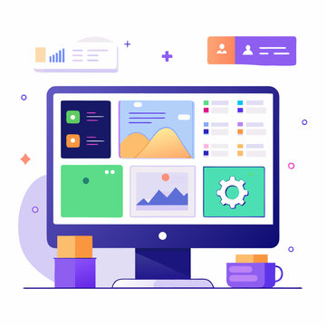 Web design and development concept on computer monitor