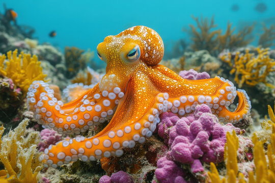An octopus surrounded by multiple tentacles.