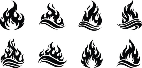 Obraz premium Set of Fire and Wave Fusion Icons