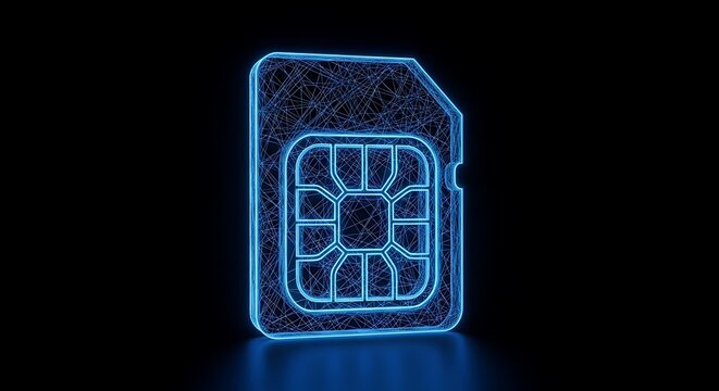 Glowing Blue MicroSD Memory Card Neon Light.