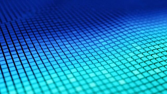 Abstract digital grid background in gradient blue and green with pixelated design