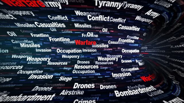 WARFARE Keywords Animation on Tunnel Walls, Background, Loop
