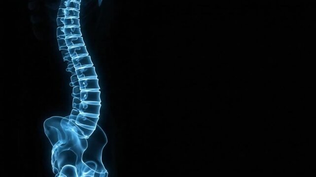 Human spine and pelvis x ray showing skeletal structure