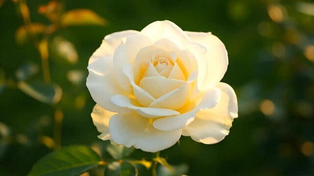 White Rose Flower Closeup in Garden.