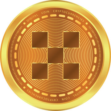 okb cryptocurrency drawings on abstract background. 3d illustrations.