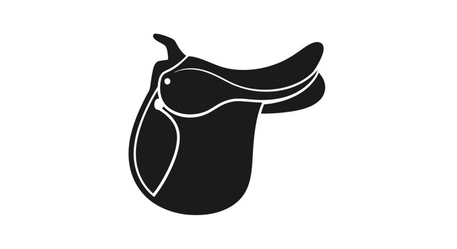 Black Saddle Illustration on White Background.