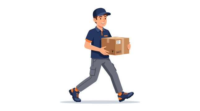 Man carrying a cardboard box delivery.