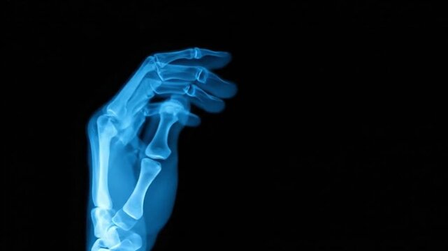 X ray of a human hand showing skeletal structure