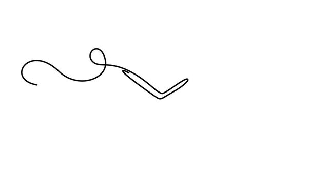 Animated self drawing of continuous line draw clock. Full length one line animation. 4K