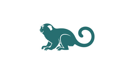 Obraz premium Teal Monkey Icon Graphic Design Element.