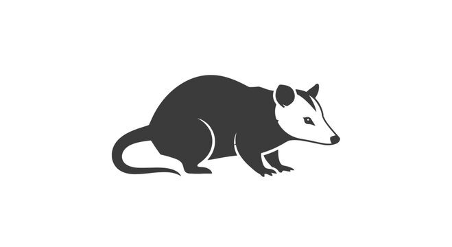 Opossum Silhouette Illustration Isolated on White.