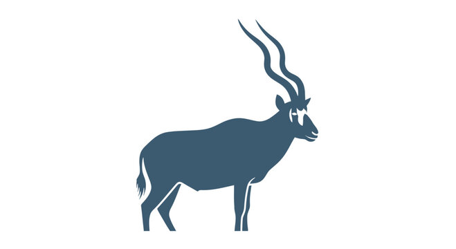 Simple Illustration of Antelope with Horns.