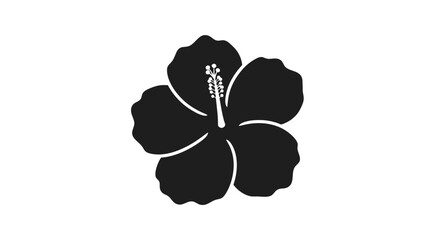 Black Silhouette of a Hibiscus Flower. © Adapam