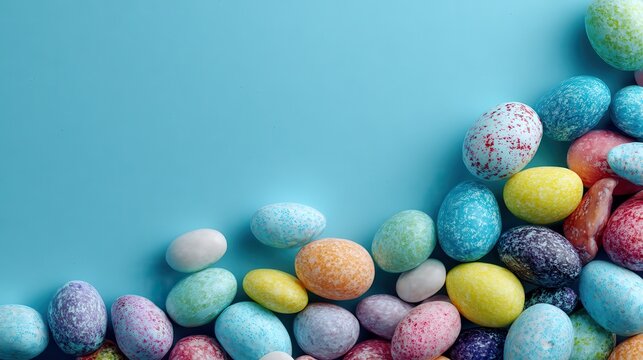 easter candy colorful blue on a blue background