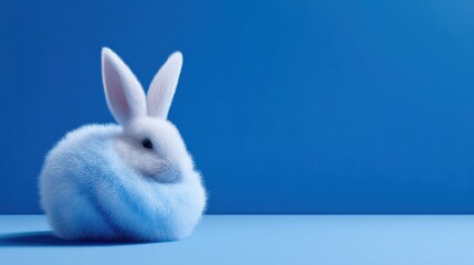 Fototapeta premium bunny cotton tail blue on a blue background
