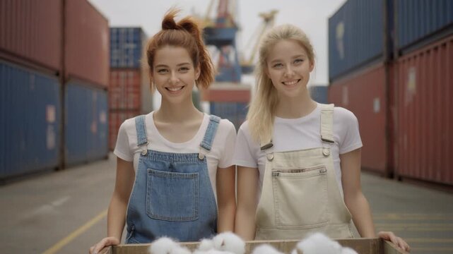two women workers on dock