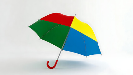 Obraz premium Open multicolor umbrella with red green yellow and blue panels, umbrella