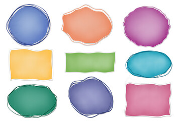 Fototapeta premium Colorful abstract shape decorative sheets set for notes .Scrapbooking , journaling, invitations ,school education, presentation, labels or stickers, graphic design elements , concept.