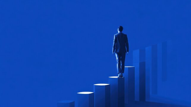 corporate success story blue on a blue background