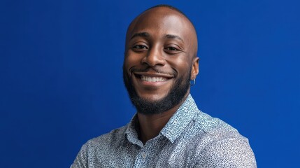 Obraz premium professional headshot blue background on a blue background