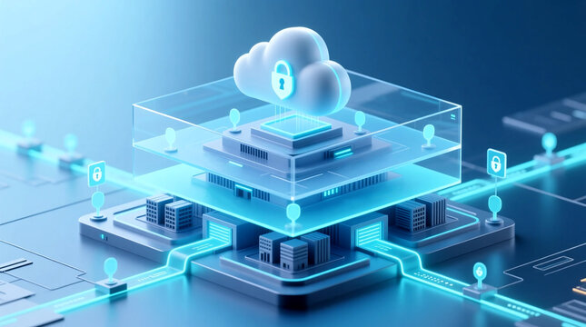 Hybrid Cloud Cybersecurity secures enterprise architecture compliance and governance layers protecting data systems and regulatory IT infrastructure digital concept