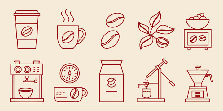Coffee with coffee beans and machines coffee cup coffee machine coffee grinder