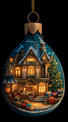 Obraz premium Whimsical Christmas Village Inside Decorative Ornament