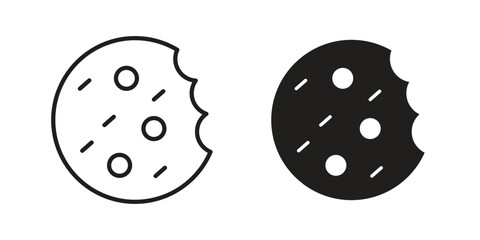 Fototapeta premium Cookie icon logo vector. Set of line icons. flat designs