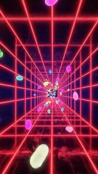 Animated lozenges travel through a colorful tunnel in this exciting and dynamic visual display