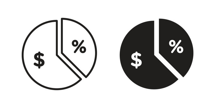 Dividend icon logo vector. Set of line icons. flat designs