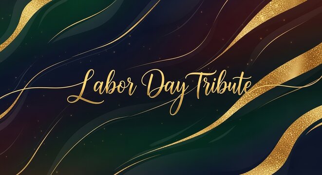 A Labor Day tribute graphic with gold accents on a dark background