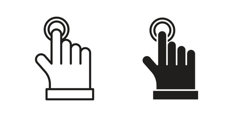 Obraz premium finger tap icon logo vector. Set of line icons. flat designs