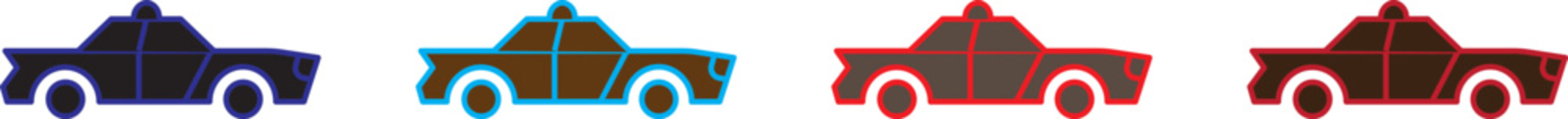 Minimalist outline transport icons collection including police ambulance © MDParveg