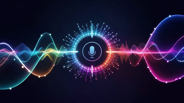 Digital Sound Wave Voice Recognition Technology AI Audio Interface Futuristic Background