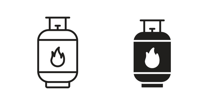 Gas cylinders icon logo vector. Set of line icons. flat designs