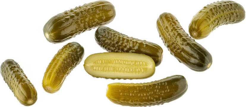 Pickles on white background dill pickles pickled cucumbers