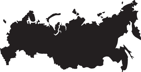 Black silhouette map of Russia a simple vector illustration representing the countrys geography for travel and informational purposes isolated on white © Laiba
