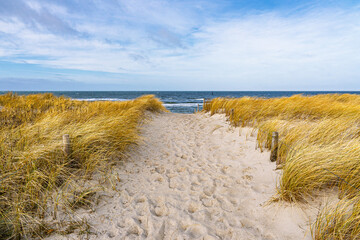 Strandzugang in den Dünen an der Küste der Ostsee in der Nähe von Graal Müritz