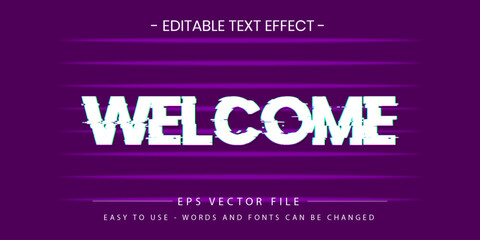 Obraz premium Glitch Welcome Text Effect EPS Vector