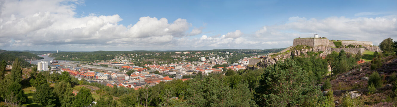 Panorama of Halden with Fredriksten Fortress (Norway)