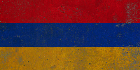 Armenia national flag painted on textured wall mural background © Cristian Valderas