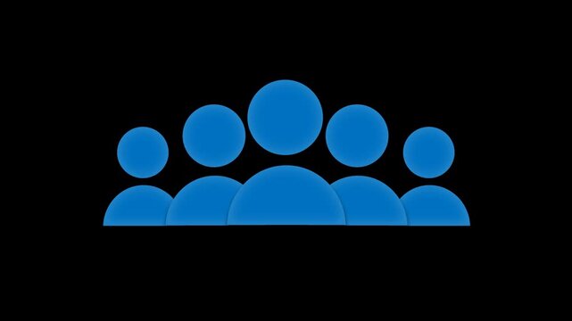 Group of five people icon isolated animation .Community icon, Business and team work icon animation