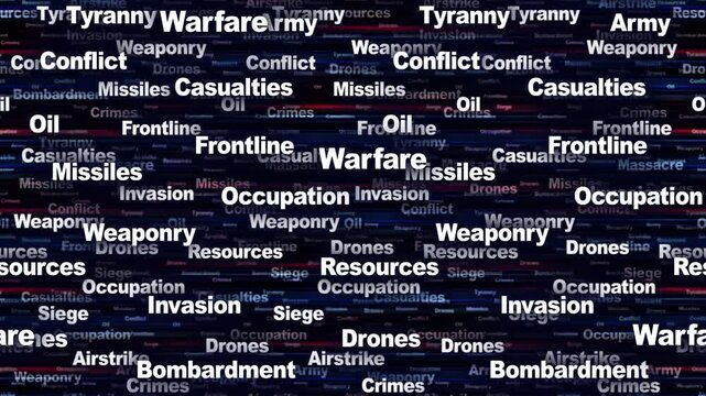 WARFARE Seamless Endless Keywords Animation, Background, Loop
