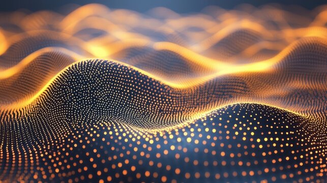 Laser speckle dynamics wave interference patterns golden amber particle visualization flowing optical phenomena three-dimensional depth coherent light diffraction